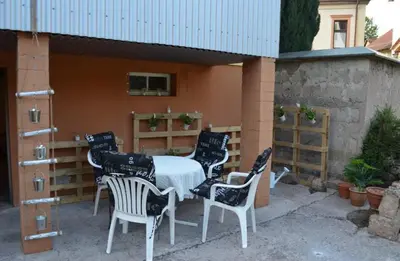Ein Balkon oder eine Terrasse in der Unterkunft Ferienhaus Bärbelstein- Burgblick