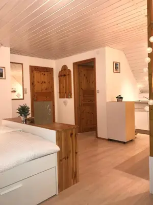 Ein Sitzbereich in der Unterkunft Ferienhaus Bärbelstein- Burgblick