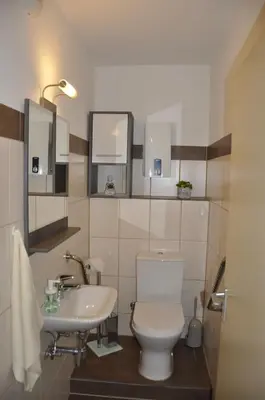 Ein Badezimmer in der Unterkunft Über den Wolken und super zentral zwischen Frankfurt und Darmstadt - 100qm