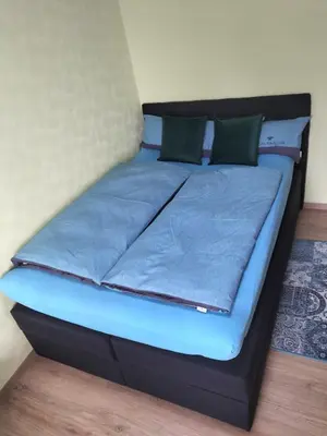 Ein Bett oder Betten in einem Zimmer der Unterkunft Ferienwohnung in dem schönen Kurort Bad Dürkheim