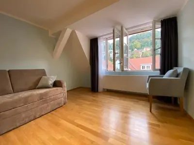 Ein Sitzbereich in der Unterkunft Boardinghouse Goethehaus