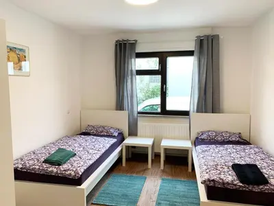 Ein Bett oder Betten in einem Zimmer der Unterkunft My-Skypalace Dirmstein