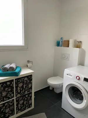 Ein Badezimmer in der Unterkunft Ferienwohnung mit Waldblick