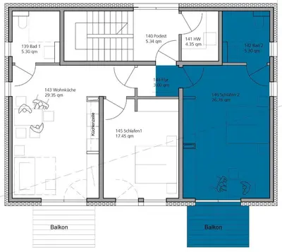 Grundriss der Unterkunft Sonnenscheinhaus Wohnung 3