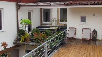 Ein Balkon oder eine Terrasse in der Unterkunft Hotel Kleine Festung Germersheim