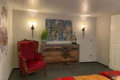 Ein Sitzbereich in der Unterkunft Appartement Schlossberg, Gasthaus Hirsch