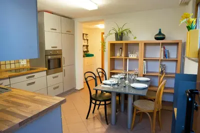 Küche/Küchenzeile in der Unterkunft Ferienwohnung grüne Oase