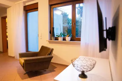 Ein Sitzbereich in der Unterkunft Ferienwohnung grüne Oase