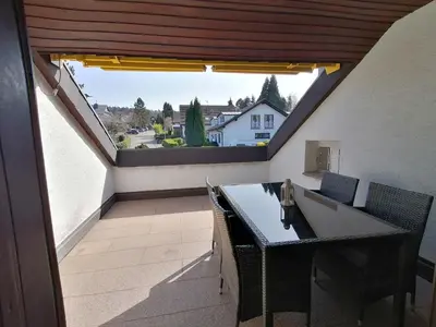 Ein Balkon oder eine Terrasse in der Unterkunft Ferienwohnung Max und Moritz