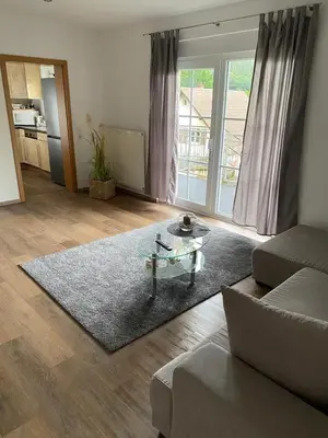 Ein Sitzbereich in der Unterkunft Ferienwohnung Teufelstisch