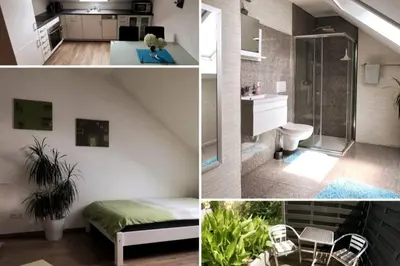 Grundriss der Unterkunft Moderne Ferienwohnung in Durmersheim 2 Zi, Nähe Rhein und Messe KA