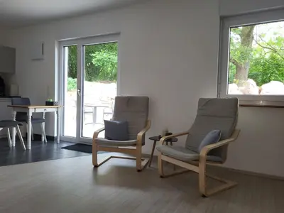 Ein Sitzbereich in der Unterkunft FeWo am Neckarsteig mit Anbindung an Heidelberg