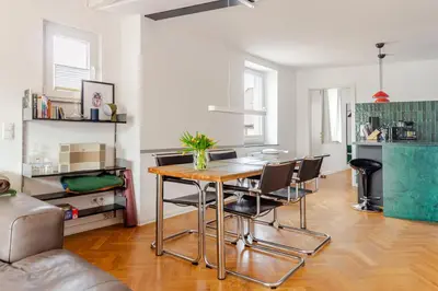 Küche/Küchenzeile in der Unterkunft Klimatisierte Wohnung mit großer Terrasse