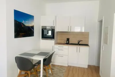 Küche/Küchenzeile in der Unterkunft Ferienwohnung Sandhausen Heidelberg V1