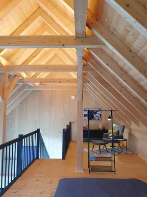 Ein Bett oder Betten in einem Zimmer der Unterkunft Odenwald-Lodge mit Infrarotsauna und E-Ladestation 