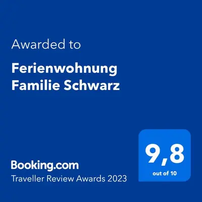 Ein Zertifikat, Auszeichnung, Logo oder anderes Dokument, das in der Unterkunft Ferienwohnung Familie Schwarz ausgestellt ist