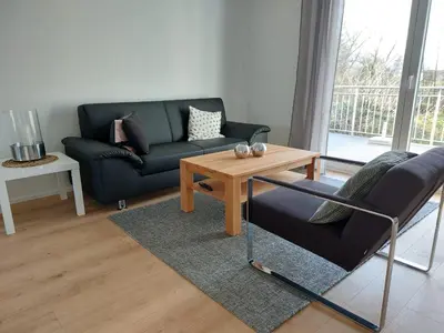 Ein Sitzbereich in der Unterkunft Landpartie