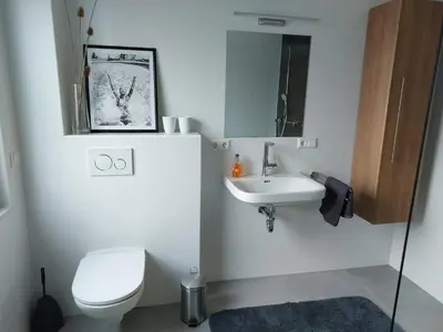 Ein Badezimmer in der Unterkunft Landpartie