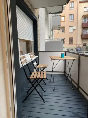 Ein Balkon oder eine Terrasse in der Unterkunft Ferienwohnung an der Nagold - Liebeneckstraße EG