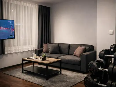 Ein Sitzbereich in der Unterkunft DORMERO Hotel Rüsselsheim