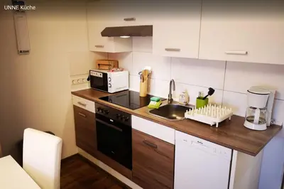 Küche/Küchenzeile in der Unterkunft Birkenblick Ferienwohnung Unne