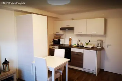 Küche/Küchenzeile in der Unterkunft Birkenblick Ferienwohnung Unne