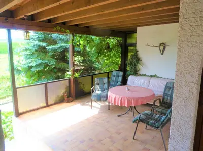 Ein Balkon oder eine Terrasse in der Unterkunft Bauernhof Obersulm-Eschenau Schwäb.Toskana