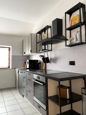 Küche/Küchenzeile in der Unterkunft Ferienwohnung Burgpanorama