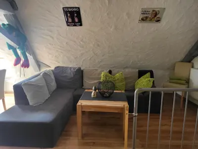 Ein Sitzbereich in der Unterkunft Waldblick