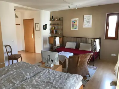 Ein Sitzbereich in der Unterkunft Ferienapartments im Hintergässel