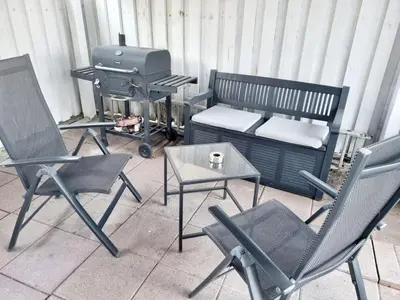 Ein Sitzbereich in der Unterkunft Cosy Apartment in Groß-Rohrheim – 87 m² – Sunny Terrace