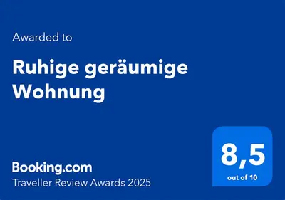 Ein Zertifikat, Auszeichnung, Logo oder anderes Dokument, das in der Unterkunft Ruhige geräumige Wohnung ausgestellt ist