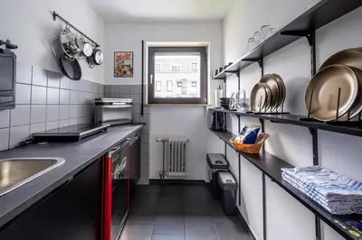 Küche/Küchenzeile in der Unterkunft Design Studio Karlsruhe Durlach - Stylisches Apartment 70qm Altstadt