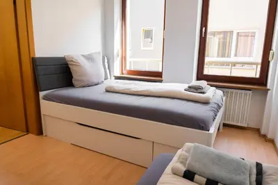 Ein Bett oder Betten in einem Zimmer der Unterkunft 3 Zimmer Alzey Monteurwohnung max 5 Personen