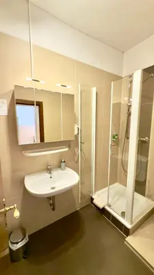 Ein Badezimmer in der Unterkunft Gästehaus Grüner Baum
