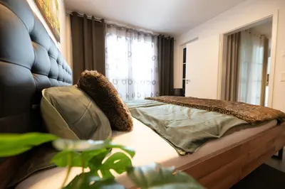 Ein Bett oder Betten in einem Zimmer der Unterkunft Alte Papierfabrik