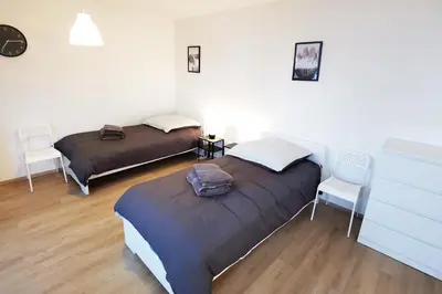 Ein Bett oder Betten in einem Zimmer der Unterkunft DA01 - Gemütliches 1-Zimmer-Apartment mit Balkon in Darmstadt