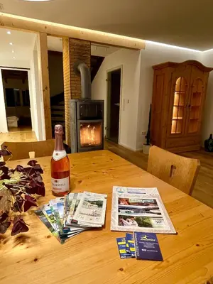 Ein Sitzbereich in der Unterkunft Ferienhaus Fuchseck