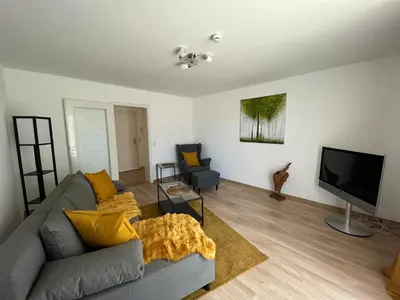 Ein Sitzbereich in der Unterkunft Ferienwohnung Bergstraße