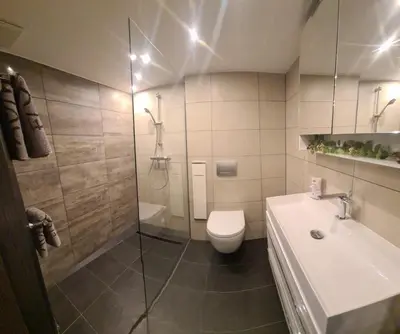 Ein Badezimmer in der Unterkunft Appartement am Ziegeleipark