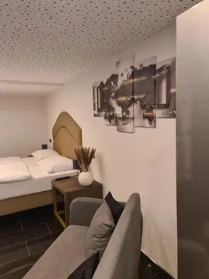 Ein Sitzbereich in der Unterkunft Appartement am Ziegeleipark