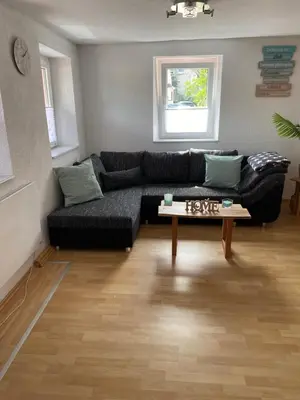 Ein Sitzbereich in der Unterkunft Ferienhaus zum Ulfenbachtal