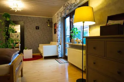 Ein Bett oder Betten in einem Zimmer der Unterkunft Gemütliche Wohnung mit Neckarblick