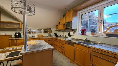 Küche/Küchenzeile in der Unterkunft Ferienwohnung Dreiseetal