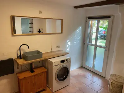 Grundriss der Unterkunft 4 Betten in 3-Zimmer-Wohnung mit WLAN TV und Garten