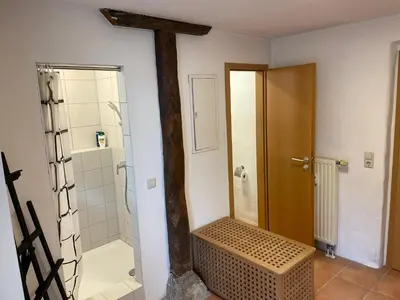 Grundriss der Unterkunft 4 Betten in 3-Zimmer-Wohnung mit WLAN TV und Garten