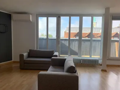 Ein Sitzbereich in der Unterkunft Monteurwohnung Karlsruhe - L8 Street