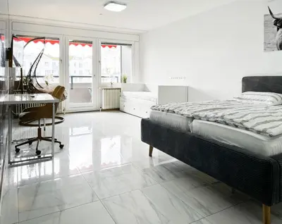 Ein Bett oder Betten in einem Zimmer der Unterkunft Modernes Apartment mit Stil in City Lage