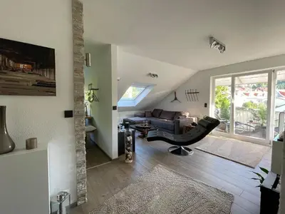 Ein Sitzbereich in der Unterkunft 5 Sterne Apartment Auszeit