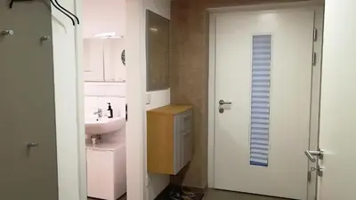 Ein Badezimmer in der Unterkunft Apartment mit Terrasse in Abstatt